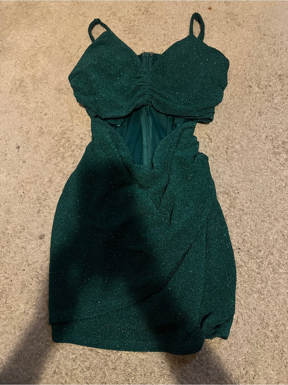 Emerald Green Sparkle Cutout Bodycon Dress -  Women